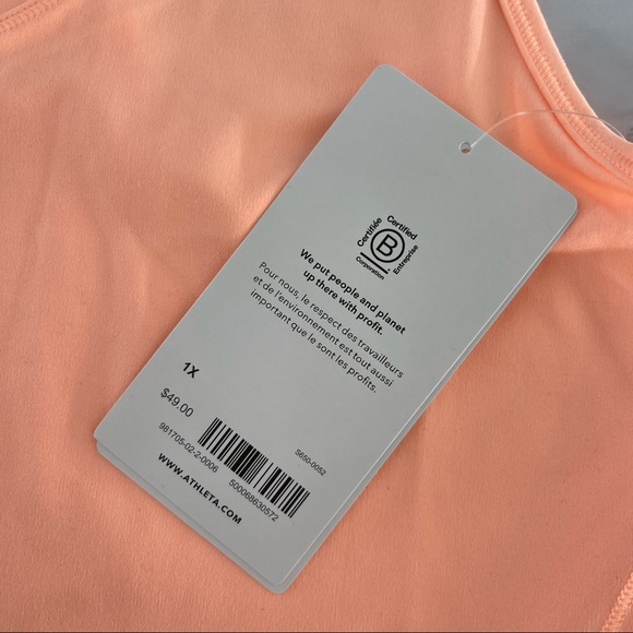 Athleta Shanti Crop Tank Top Long Line Beach Peach Plus Size 1X New Tags - Picture 5 of 7